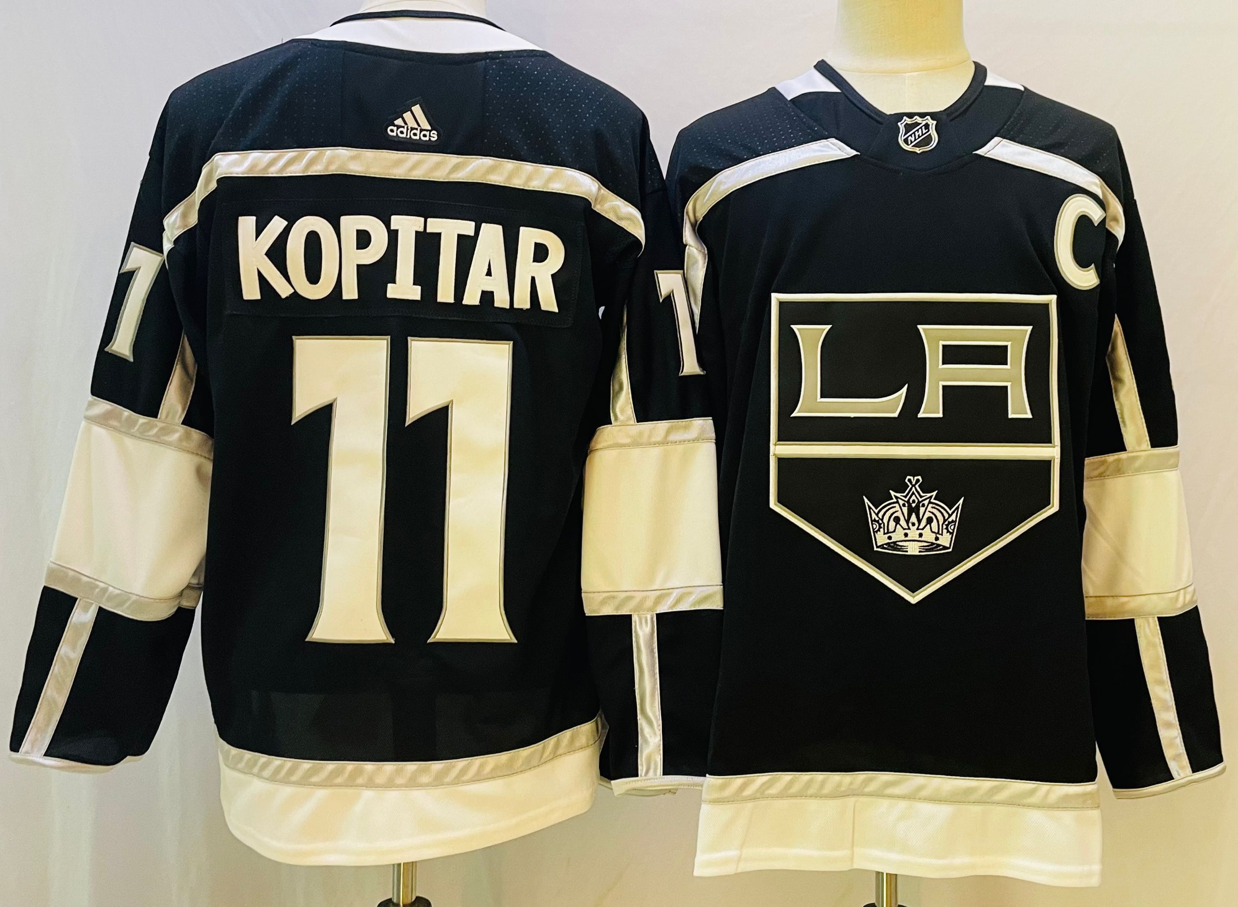 Men Los Angeles Kings #11 Kopitar Black Throwback 2022 Adidas NHL Jersey